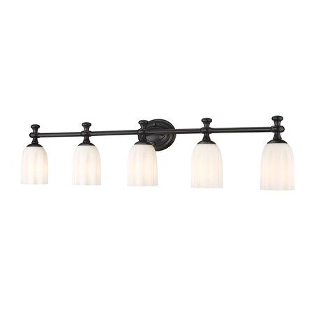 Z-Lite Orion 5 Light Vanity, 40.25in. W x 9.5in. H, Matte Black 1102-5V-MB